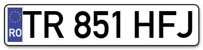 Placuta inmatriculare numar auto  TR-851-HFJ, TR 851 HFJ, TR851HFJ