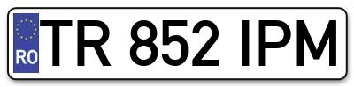 Placuta inmatriculare numar auto  TR-852-IPM, TR 852 IPM, TR852IPM