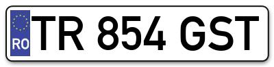 Placuta inmatriculare numar auto  TR-854-GST, TR 854 GST, TR854GST