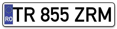 Placuta inmatriculare numar auto  TR-855-ZRM, TR 855 ZRM, TR855ZRM