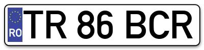 Placuta inmatriculare numar auto  TR-86-BCR, TR 86 BCR, TR86BCR