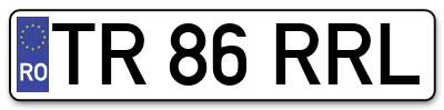 Placuta inmatriculare numar auto  TR-86-RRL, TR 86 RRL, TR86RRL