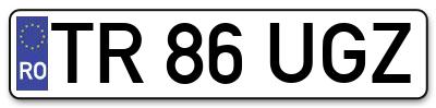 Placuta inmatriculare numar auto  TR-86-UGZ, TR 86 UGZ, TR86UGZ