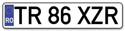 Placuta inmatriculare numar auto  TR-86-XZR, TR 86 XZR, TR86XZR