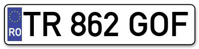 Placuta inmatriculare numar auto  TR-862-GOF, TR 862 GOF, TR862GOF