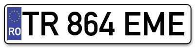 Placuta inmatriculare numar auto  TR-864-EME, TR 864 EME, TR864EME