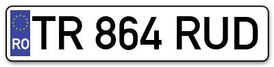 Placuta inmatriculare numar auto  TR-864-RUD, TR 864 RUD, TR864RUD