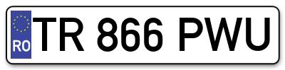 Placuta inmatriculare numar auto  TR-866-PWU, TR 866 PWU, TR866PWU