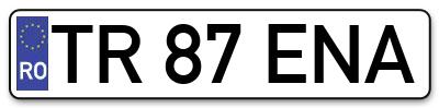 Placuta inmatriculare numar auto  TR-87-ENA, TR 87 ENA, TR87ENA