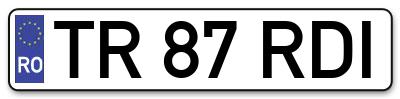Placuta inmatriculare numar auto  TR-87-RDI, TR 87 RDI, TR87RDI
