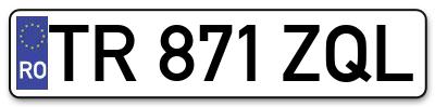 Placuta inmatriculare numar auto  TR-871-ZQL, TR 871 ZQL, TR871ZQL