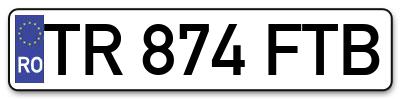 Placuta inmatriculare numar auto  TR-874-FTB, TR 874 FTB, TR874FTB
