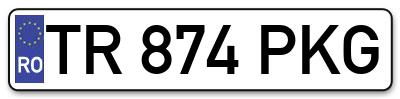Placuta inmatriculare numar auto  TR-874-PKG, TR 874 PKG, TR874PKG