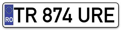 Placuta inmatriculare numar auto  TR-874-URE, TR 874 URE, TR874URE