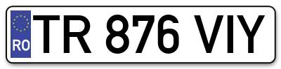 Placuta inmatriculare numar auto  TR-876-VIY, TR 876 VIY, TR876VIY