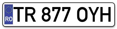 Placuta inmatriculare numar auto  TR-877-OYH, TR 877 OYH, TR877OYH