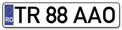 Placuta inmatriculare numar auto  TR-88-AAO, TR 88 AAO, TR88AAO