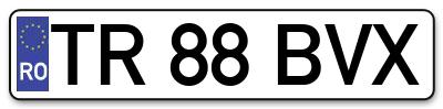 Placuta inmatriculare numar auto  TR-88-BVX, TR 88 BVX, TR88BVX