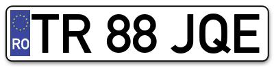 Placuta inmatriculare numar auto  TR-88-JQE, TR 88 JQE, TR88JQE