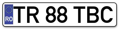 Placuta inmatriculare numar auto  TR-88-TBC, TR 88 TBC, TR88TBC