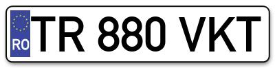 Placuta inmatriculare numar auto  TR-880-VKT, TR 880 VKT, TR880VKT