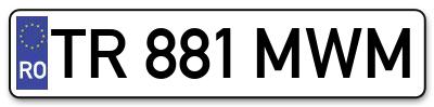 Placuta inmatriculare numar auto  TR-881-MWM, TR 881 MWM, TR881MWM