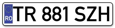 Placuta inmatriculare numar auto  TR-881-SZH, TR 881 SZH, TR881SZH