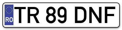 Placuta inmatriculare numar auto  TR-89-DNF, TR 89 DNF, TR89DNF
