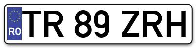 Placuta inmatriculare numar auto  TR-89-ZRH, TR 89 ZRH, TR89ZRH