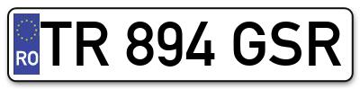 Placuta inmatriculare numar auto  TR-894-GSR, TR 894 GSR, TR894GSR