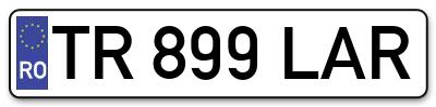 Placuta inmatriculare numar auto  TR-899-LAR, TR 899 LAR, TR899LAR