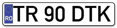 Placuta inmatriculare numar auto  TR-90-DTK, TR 90 DTK, TR90DTK
