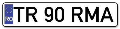 Placuta inmatriculare numar auto  TR-90-RMA, TR 90 RMA, TR90RMA
