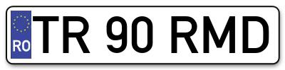Placuta inmatriculare numar auto  TR-90-RMD, TR 90 RMD, TR90RMD