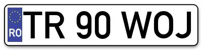 Placuta inmatriculare numar auto  TR-90-WOJ, TR 90 WOJ, TR90WOJ