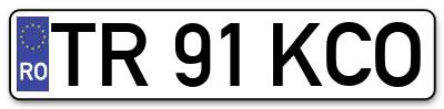 Placuta inmatriculare numar auto  TR-91-KCO, TR 91 KCO, TR91KCO