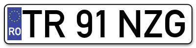 Placuta inmatriculare numar auto  TR-91-NZG, TR 91 NZG, TR91NZG