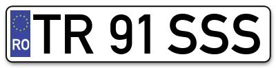 Placuta inmatriculare numar auto  TR-91-SSS, TR 91 SSS, TR91SSS