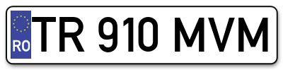 Placuta inmatriculare numar auto  TR-910-MVM, TR 910 MVM, TR910MVM