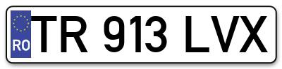 Placuta inmatriculare numar auto  TR-913-LVX, TR 913 LVX, TR913LVX
