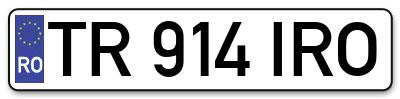 Placuta inmatriculare numar auto  TR-914-IRO, TR 914 IRO, TR914IRO