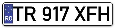 Placuta inmatriculare numar auto  TR-917-XFH, TR 917 XFH, TR917XFH
