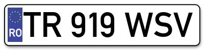 Placuta inmatriculare numar auto  TR-919-WSV, TR 919 WSV, TR919WSV