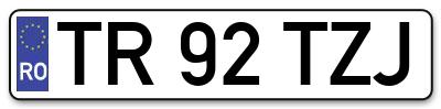 Placuta inmatriculare numar auto  TR-92-TZJ, TR 92 TZJ, TR92TZJ