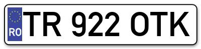 Placuta inmatriculare numar auto  TR-922-OTK, TR 922 OTK, TR922OTK