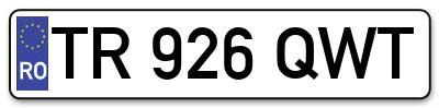 Placuta inmatriculare numar auto  TR-926-QWT, TR 926 QWT, TR926QWT