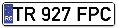 Placuta inmatriculare numar auto  TR-927-FPC, TR 927 FPC, TR927FPC
