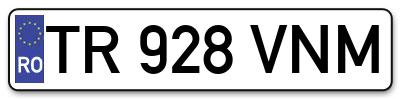 Placuta inmatriculare numar auto  TR-928-VNM, TR 928 VNM, TR928VNM