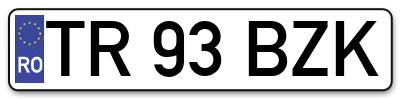 Placuta inmatriculare numar auto  TR-93-BZK, TR 93 BZK, TR93BZK