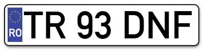 Placuta inmatriculare numar auto  TR-93-DNF, TR 93 DNF, TR93DNF